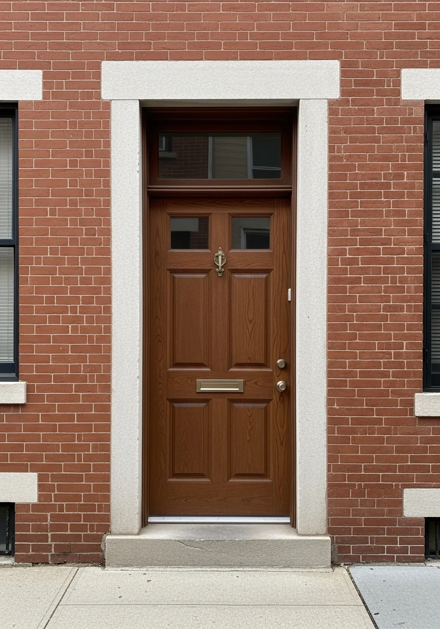 Close-up of a Philadelphia rowhouse entrance with restored details and quality workmanship reflecting the city's architectural heritage.