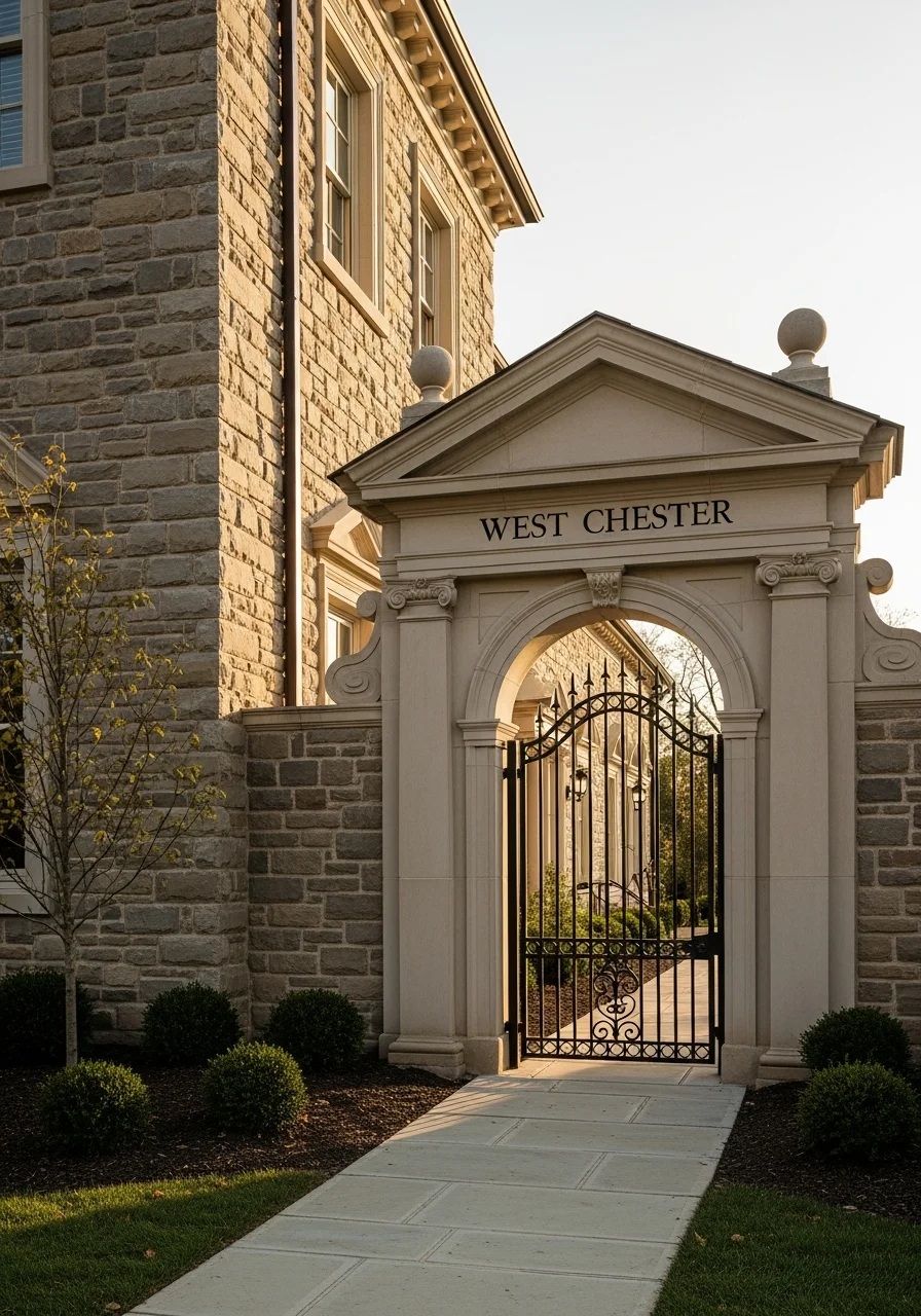 Detail shot of a restored West Chester property entrance displaying period-appropriate craftsmanship and attention to local architectural style.